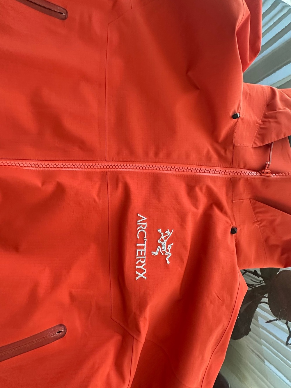 Arc'teryx Men's Red Waterproof Hooded Rain Jacket